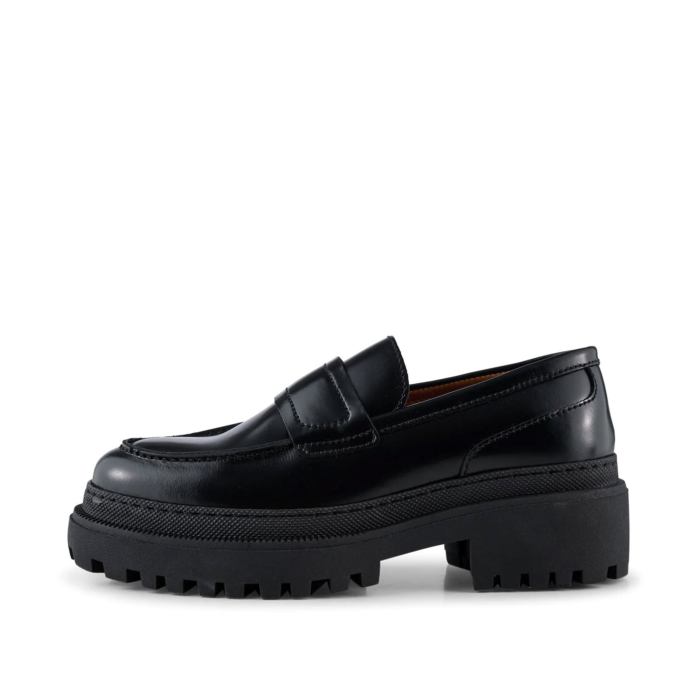 Black leather loafers store