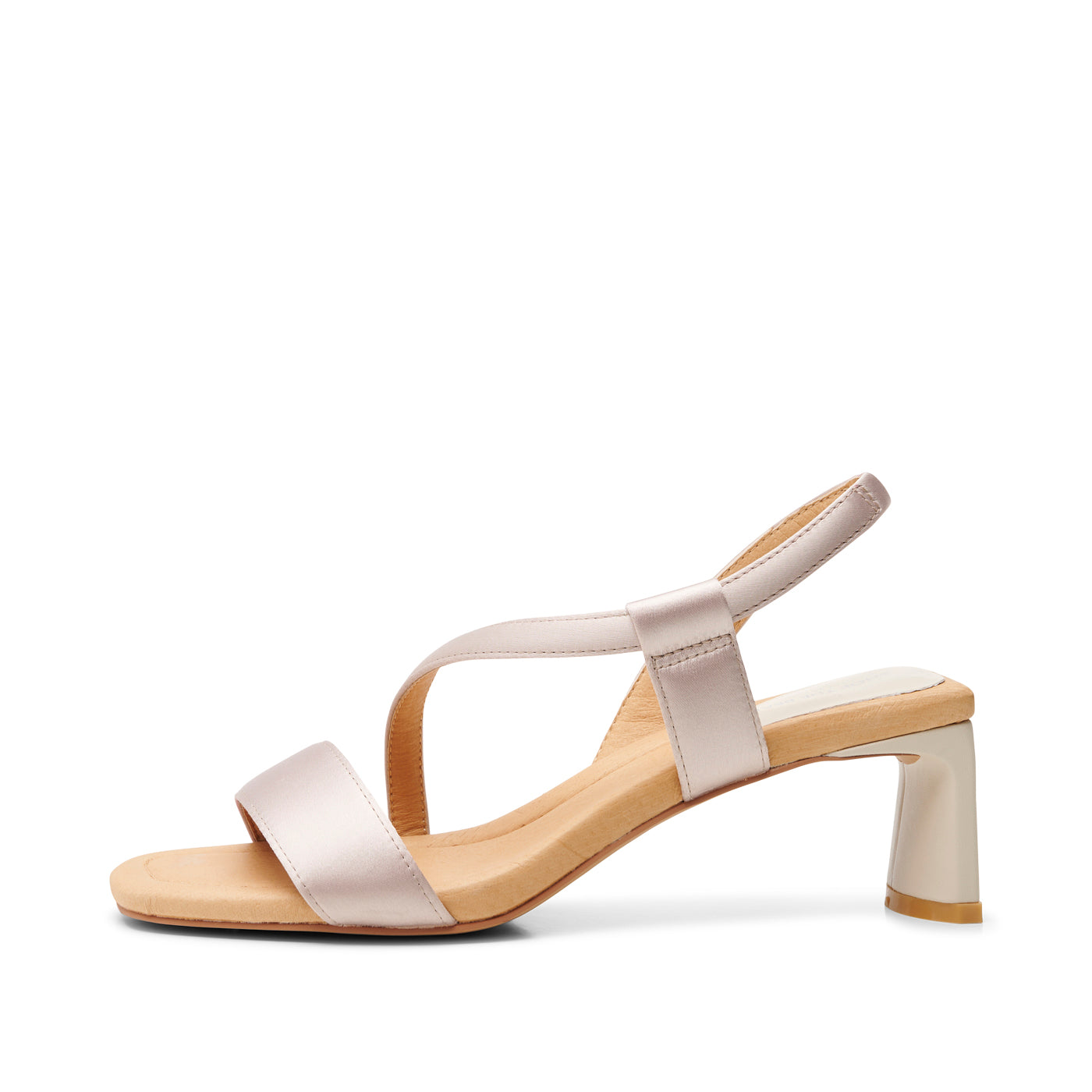 White satin block heel sandal outlet