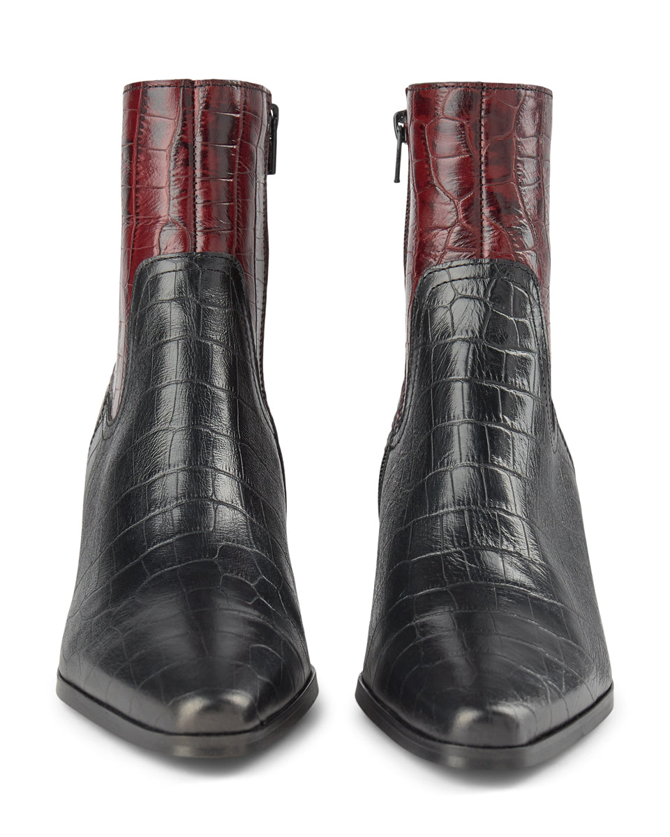 SHOE THE BEAR WOMENS Georgia Croc Leather Boot Boots 192 BORDEAUX