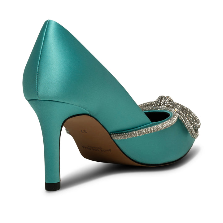 Harper Bow Heel Satin TURQUOISE SHOE THE BEAR US