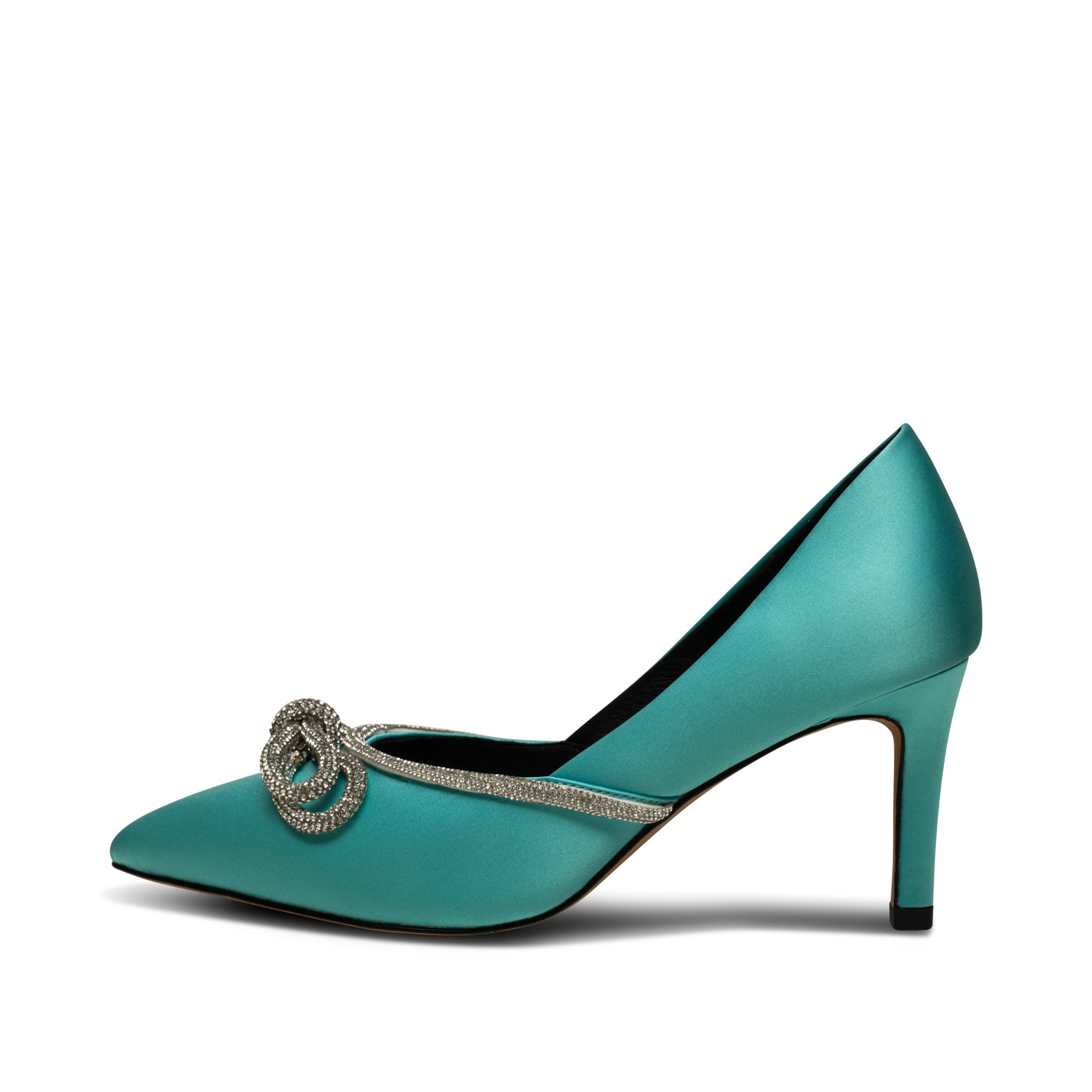 SHOE THE BEAR WOMENS Harper Bow Heel Satin Heels 185 TURQUOISE