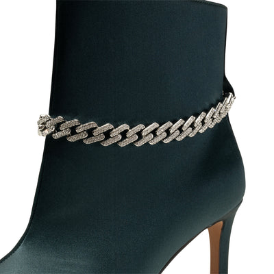 SHOE THE BEAR WOMENS Harper Chain Bootie Satin Boots 984 TEAL