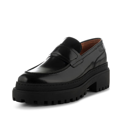 SHOE THE BEAR WOMENS Iona loafer leather Loafers 815 BLACK HIGH SHINE