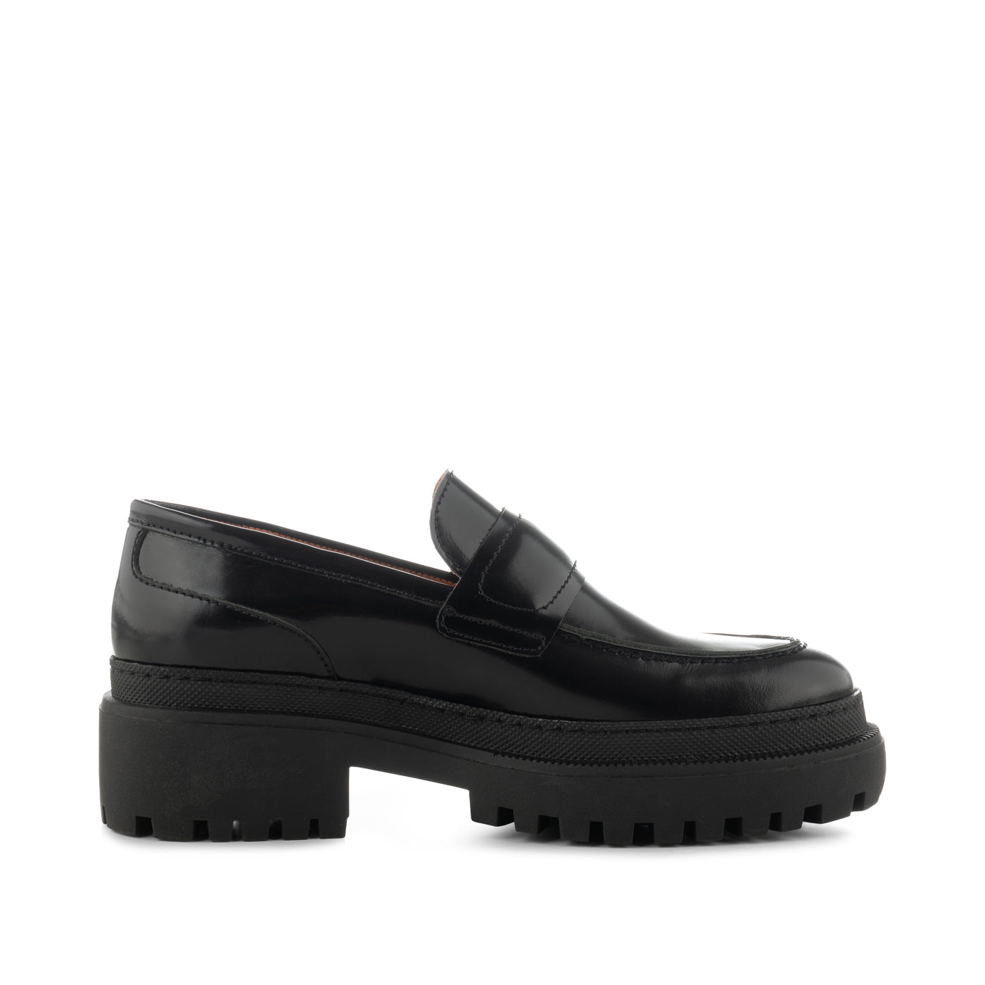 SHOE THE BEAR WOMENS Iona loafer leather Loafers 815 BLACK HIGH SHINE