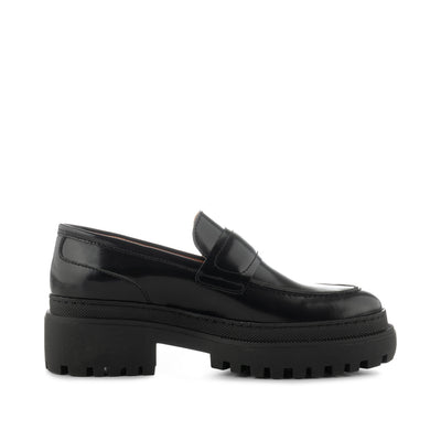 SHOE THE BEAR WOMENS Iona loafer leather Loafers 815 BLACK HIGH SHINE