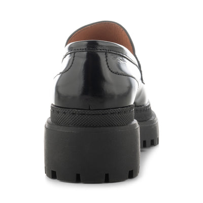 SHOE THE BEAR WOMENS Iona loafer leather Loafers 815 BLACK HIGH SHINE