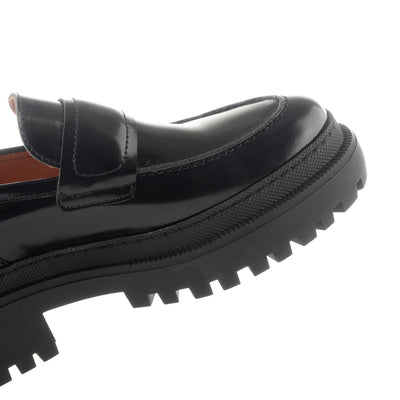 SHOE THE BEAR WOMENS Iona loafer leather Loafers 815 BLACK HIGH SHINE