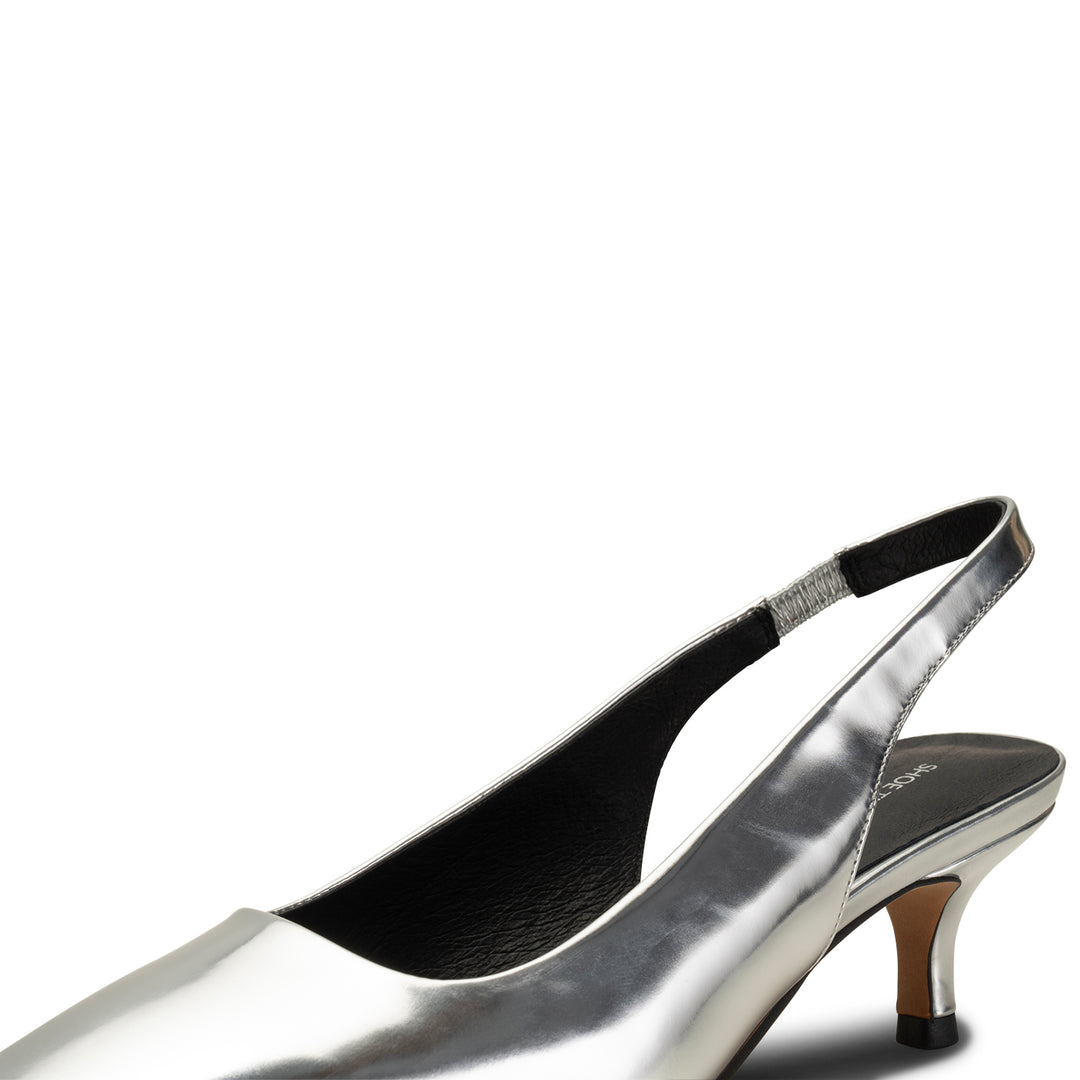 Maxine slingback leather - SILVER METALLIC – SHOE THE BEAR - US