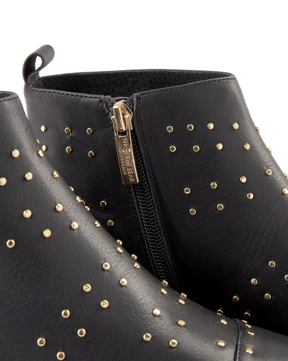 SHOE THE BEAR WOMENS Miho Zip Studs Leather Boot Ankle Boots 110 BLACK