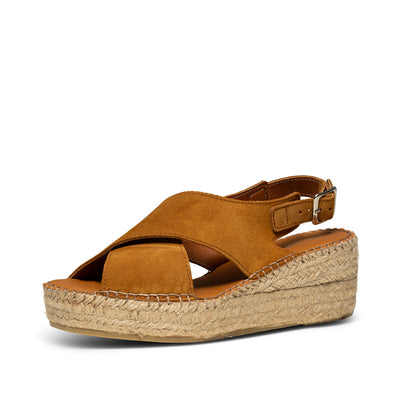 SHOE THE BEAR WOMENS Orchid wedge suede Espadrilles 135 TAN