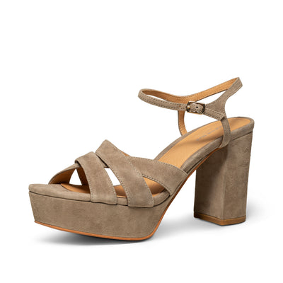 SHOE THE BEAR WOMENS Nova strap suede Heels 160 TAUPE