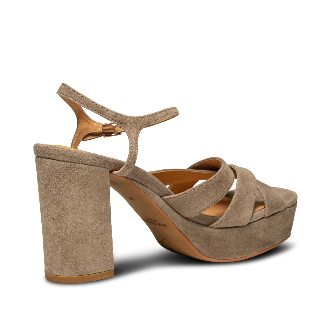 SHOE THE BEAR WOMENS Nova strap suede Heels 160 TAUPE