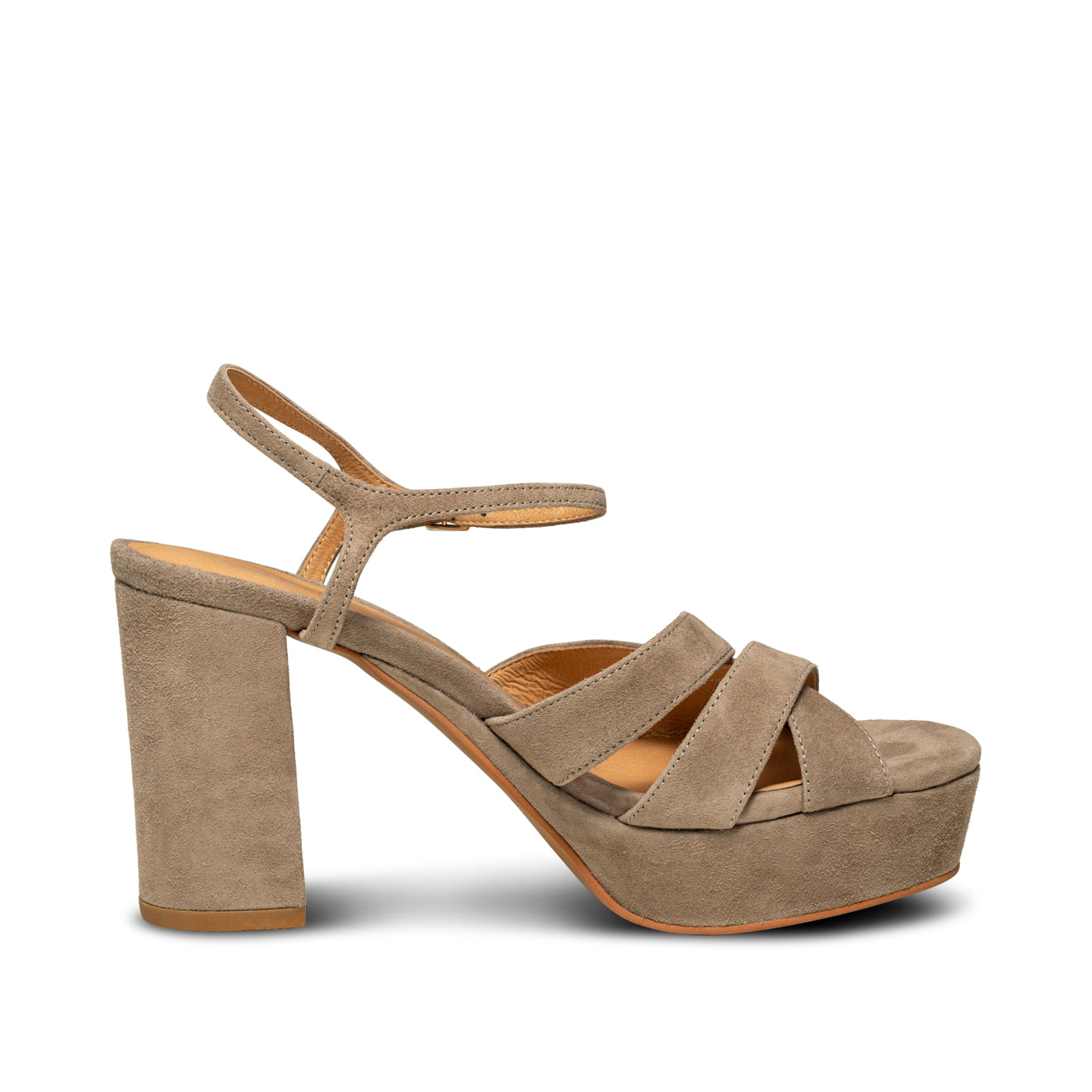 SHOE THE BEAR WOMENS Nova strap suede Heels 160 TAUPE