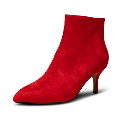 SHOE THE BEAR WOMENS Vega Bootie Suede Heels 123 Fire Red