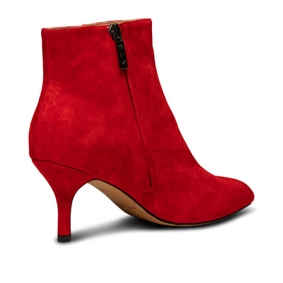 SHOE THE BEAR WOMENS Vega Bootie Suede Heels 123 Fire Red