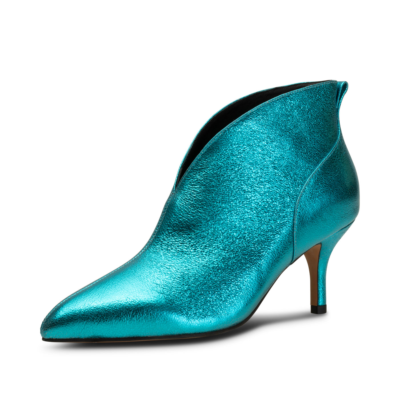SHOE THE BEAR WOMENS Valentine heel leather Ankle Boots 983 TURQUOISE METALLIC