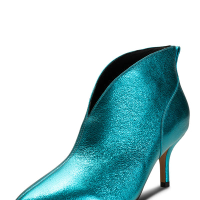 SHOE THE BEAR WOMENS Valentine heel leather Ankle Boots 983 TURQUOISE METALLIC