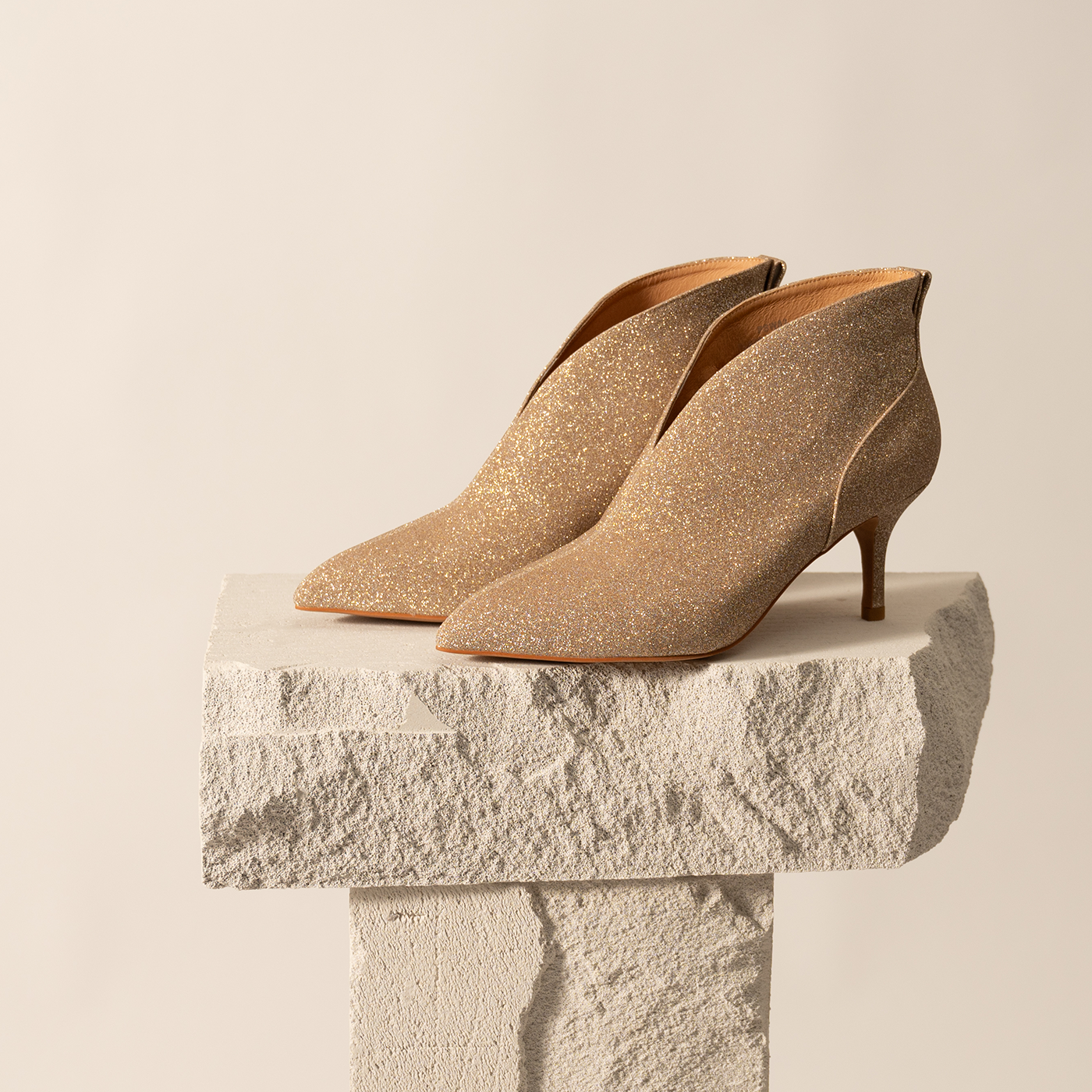 Booties with glitter heel online