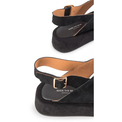 SHOE THE BEAR WOMENS Astrid Suede Sandals Flat Sandals 111 BLACK / BLACK