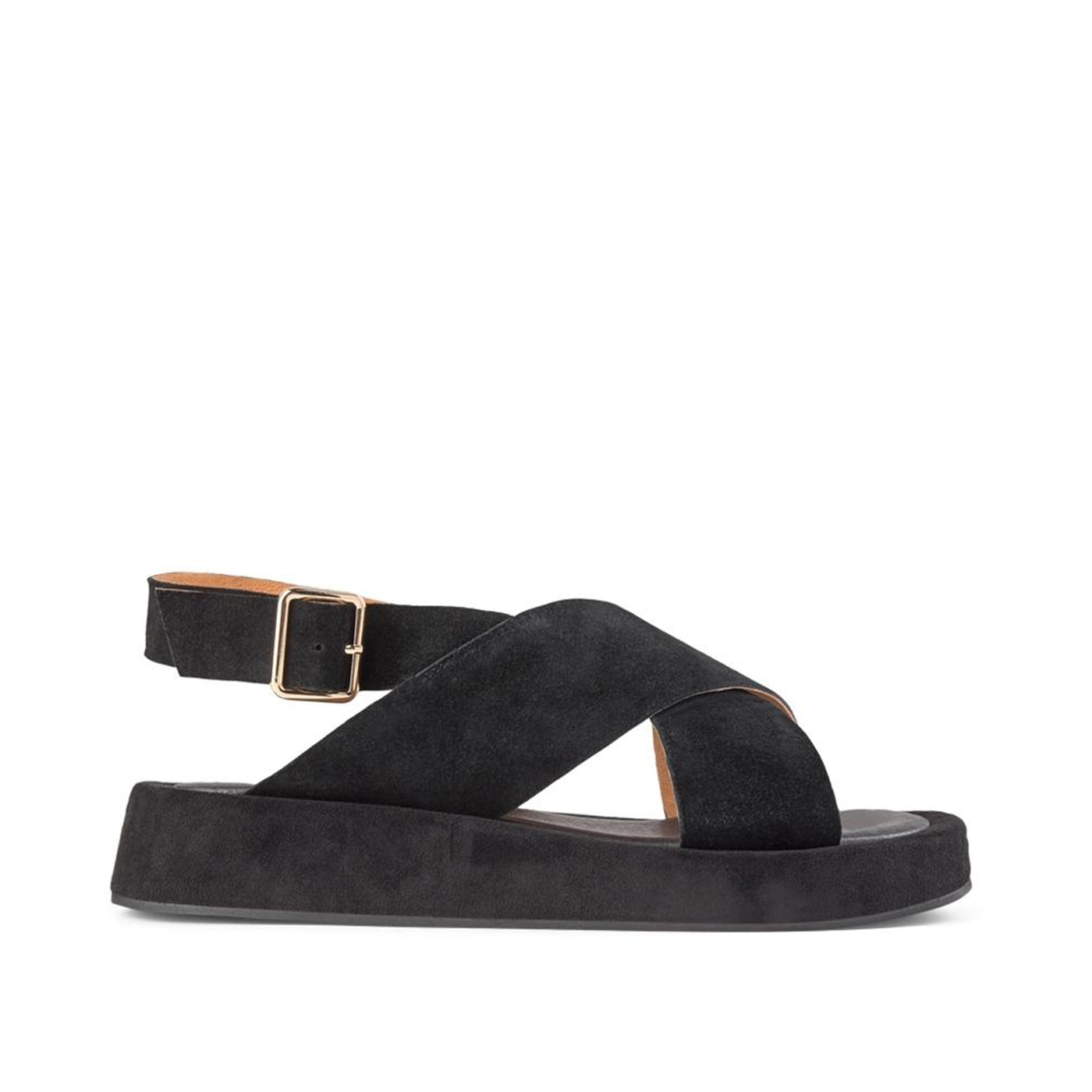 SHOE THE BEAR WOMENS Astrid Suede Sandals Flat Sandals 111 BLACK / BLACK