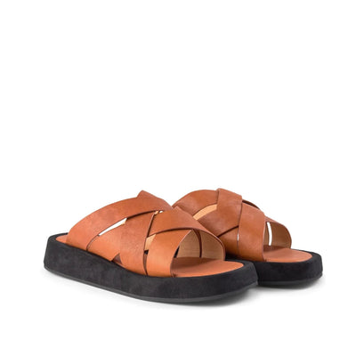 SHOE THE BEAR WOMENS Astrid mule leather Sandals 132 COGNAC