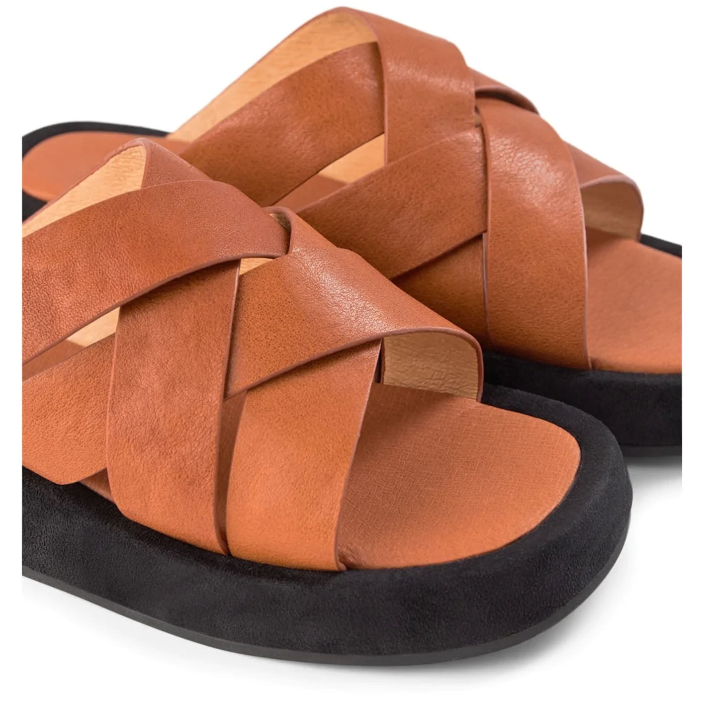 SHOE THE BEAR WOMENS Astrid mule leather Sandals 132 COGNAC