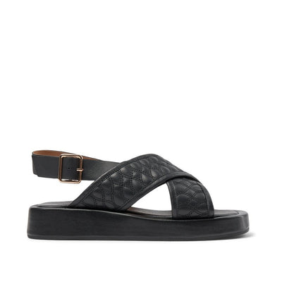 SHOE THE BEAR WOMENS Atrid sandal leather Flat Sandals 111 BLACK / BLACK