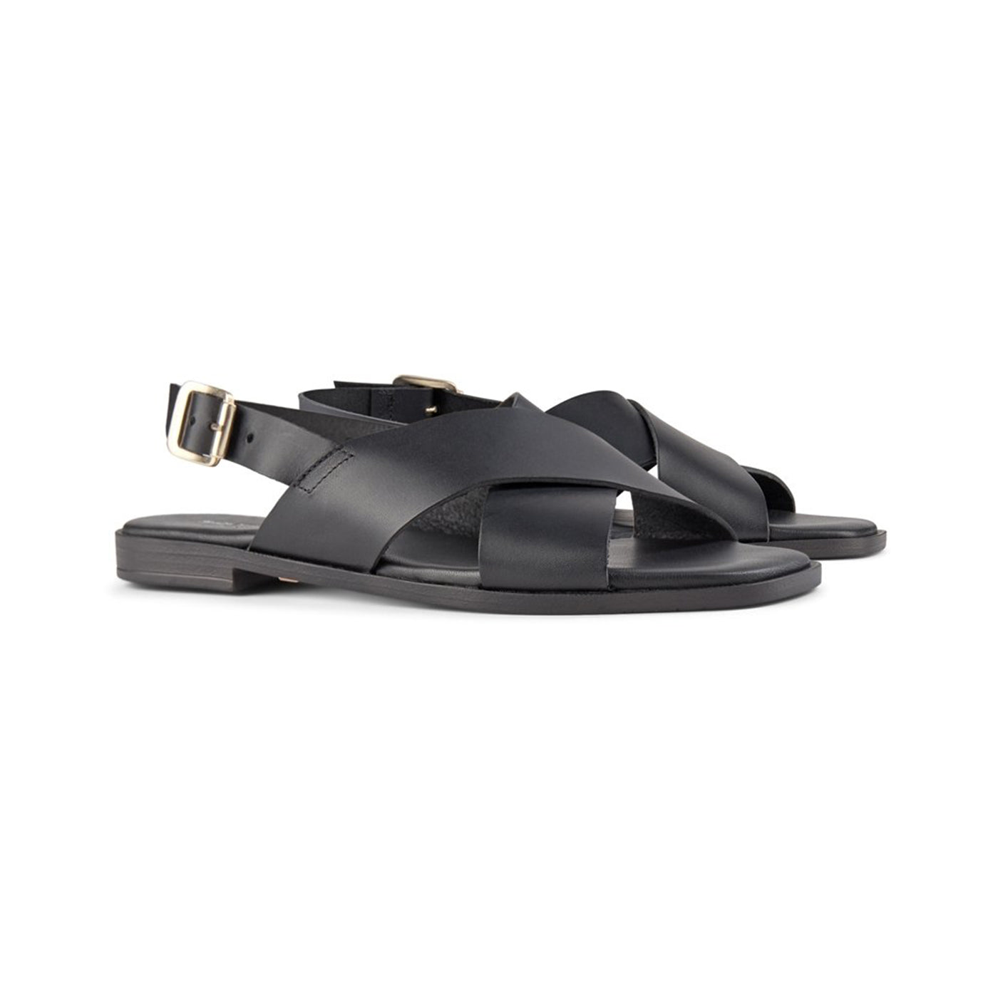 SHOE THE BEAR WOMENS Bay Cross Sandal Flat Sandals 110 BLACK