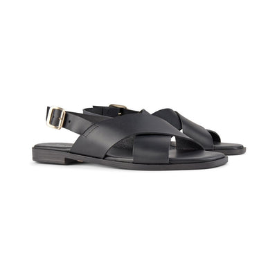 SHOE THE BEAR WOMENS Bay Cross Sandal Flat Sandals 110 BLACK