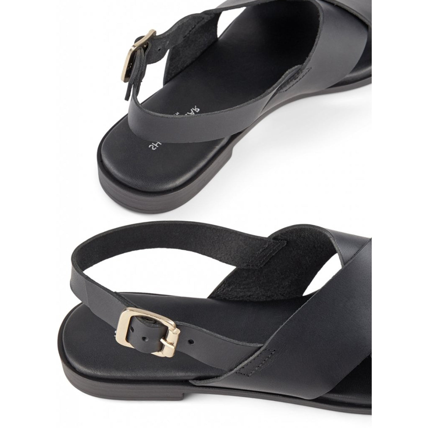 SHOE THE BEAR WOMENS Bay Cross Sandal Flat Sandals 110 BLACK