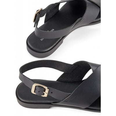 SHOE THE BEAR WOMENS Bay Cross Sandal Flat Sandals 110 BLACK