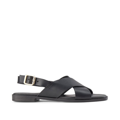 SHOE THE BEAR WOMENS Bay Cross Sandal Flat Sandals 110 BLACK