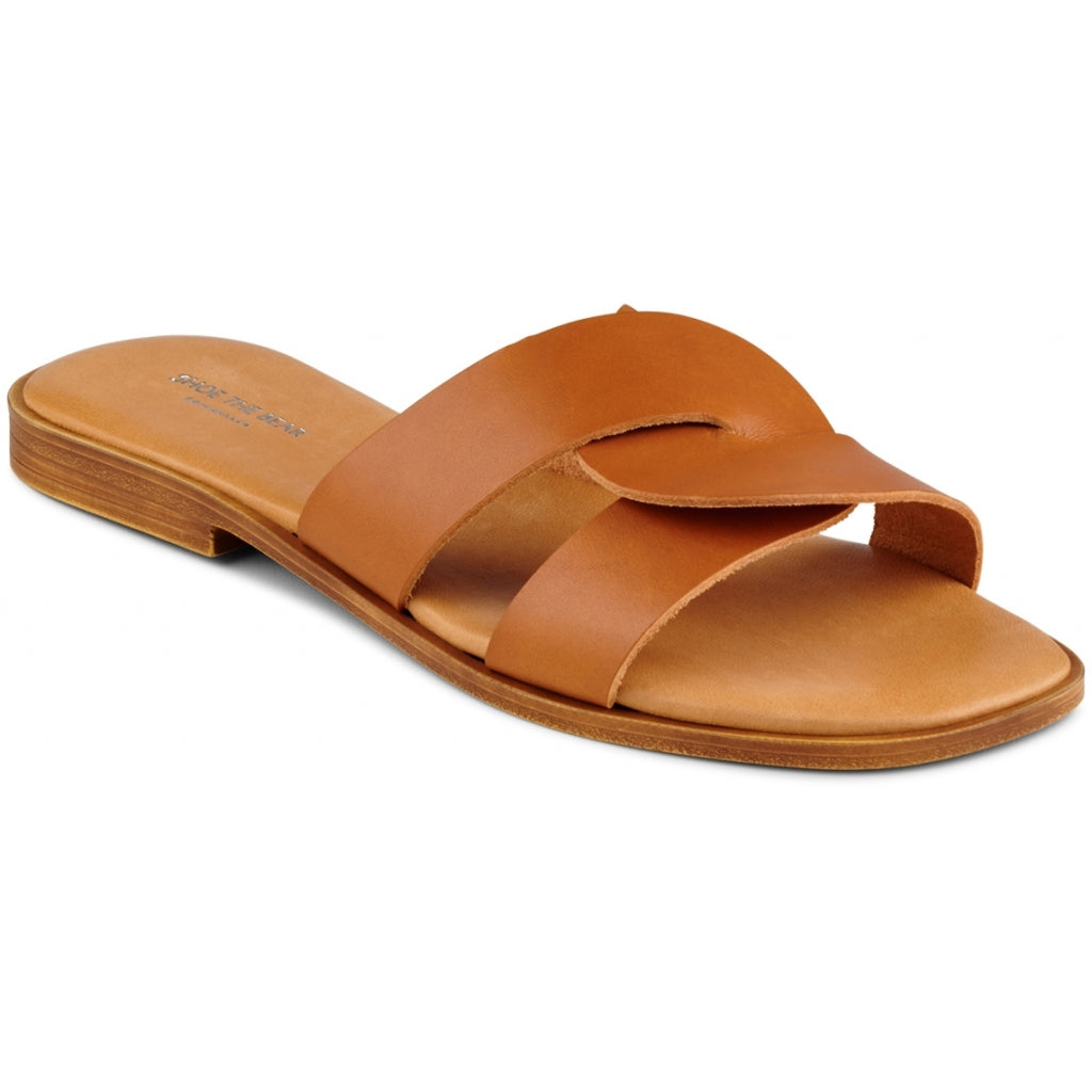 SHOE THE BEAR WOMENS Bay sandal leather Flat Sandals 132 COGNAC
