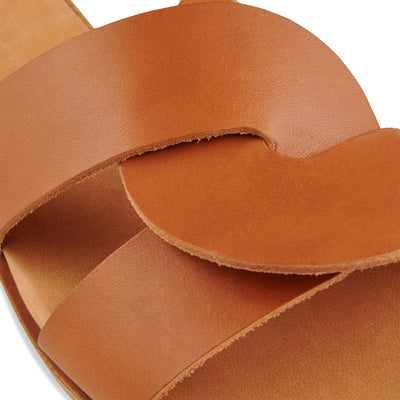 SHOE THE BEAR WOMENS Bay sandal leather Flat Sandals 132 COGNAC