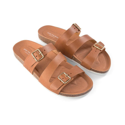 SHOE THE BEAR WOMENS Cara Leather Slip-in Sandal Flat Sandals 135 TAN