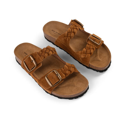 SHOE THE BEAR WOMENS Cara sandal suede Flat Sandals 135 TAN