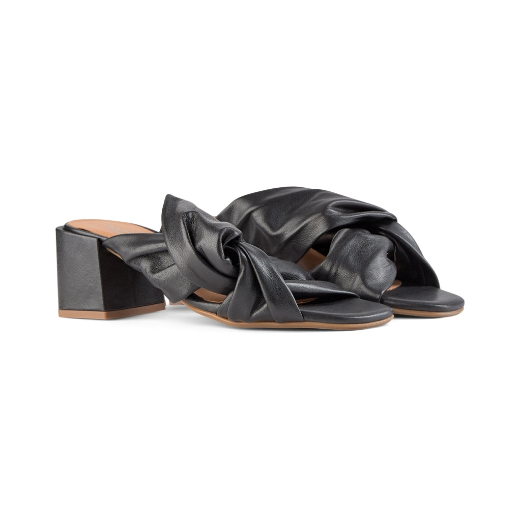 SHOE THE BEAR WOMENS Elodie Twist Mules Heel Sandals 110 BLACK