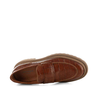 SHOE THE BEAR WOMENS Iona loafer leather Loafers 874 CHESTNUT CROC