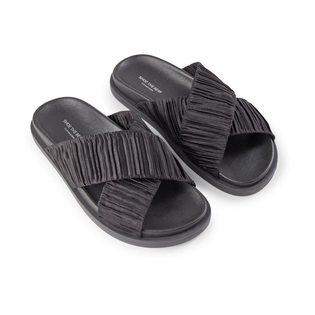 SHOE THE BEAR WOMENS Ivy sandal textile Flat Sandals 111 BLACK / BLACK