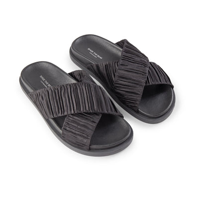 SHOE THE BEAR WOMENS Ivy sandal textile Flat Sandals 111 BLACK / BLACK
