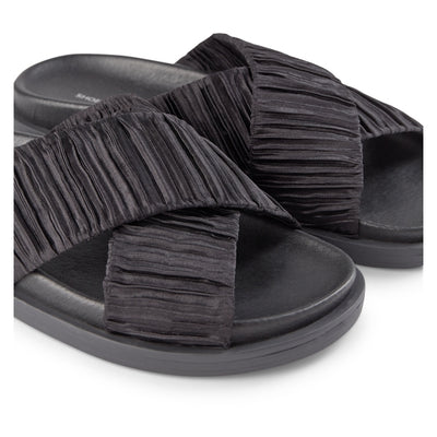 SHOE THE BEAR WOMENS Ivy sandal textile Flat Sandals 111 BLACK / BLACK