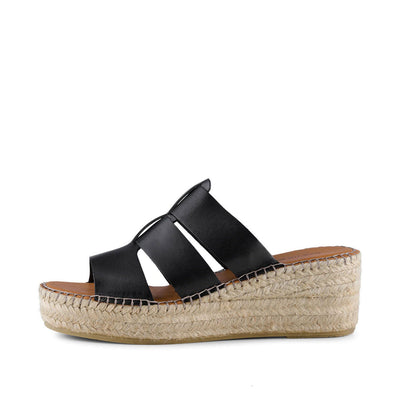 SHOE THE BEAR WOMENS Orchid mule leather Espadrilles 110 BLACK