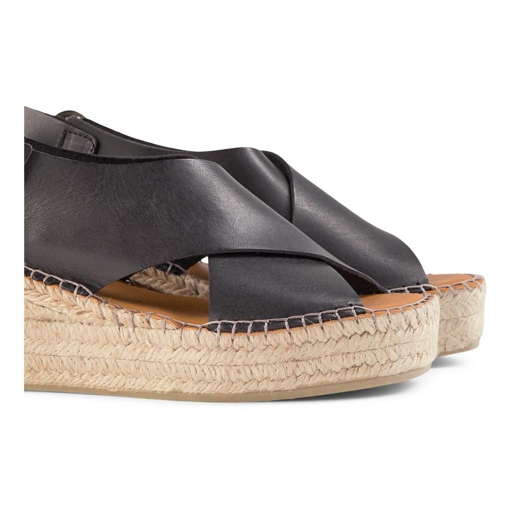 SHOE THE BEAR WOMENS Orchid wedge leather Espadrilles 110 BLACK