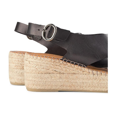 SHOE THE BEAR WOMENS Orchid wedge leather Espadrilles 110 BLACK