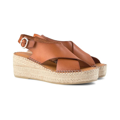 SHOE THE BEAR WOMENS Orchid wedge leather Espadrilles 135 TAN