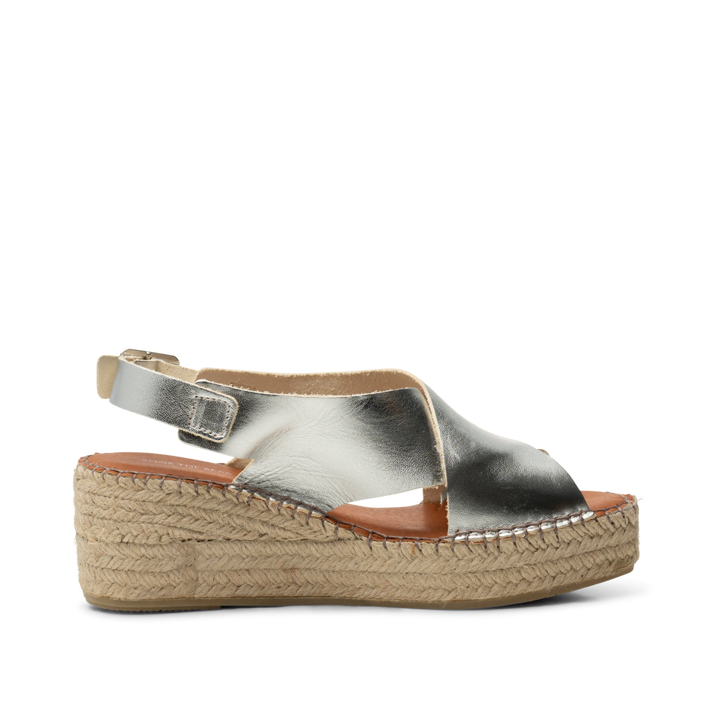 SHOE THE BEAR WOMENS Orchid wedge leather Espadrilles 210 SILVER