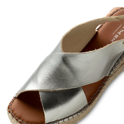 SHOE THE BEAR WOMENS Orchid wedge leather Espadrilles 210 SILVER