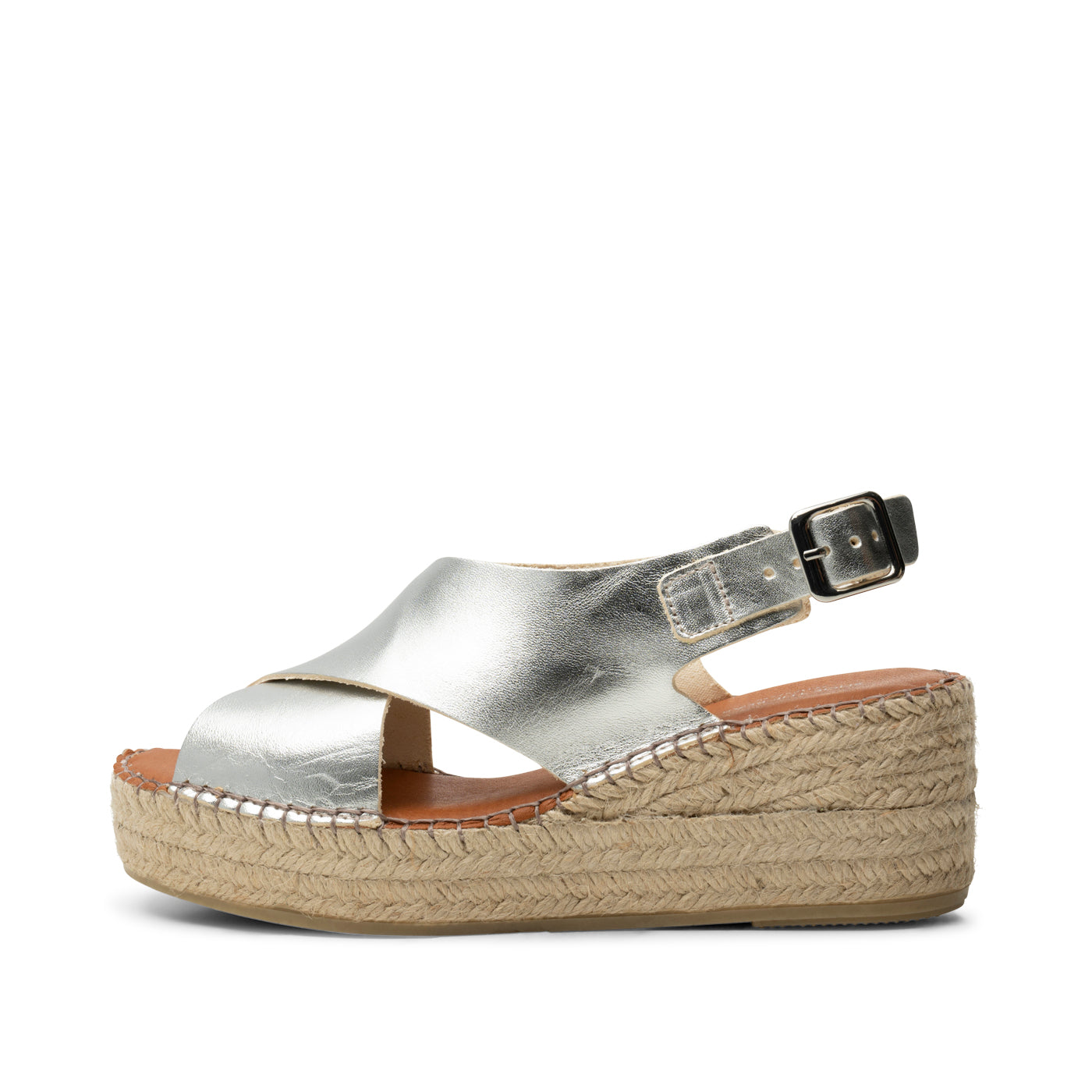 SHOE THE BEAR WOMENS Orchid wedge leather Espadrilles 210 SILVER