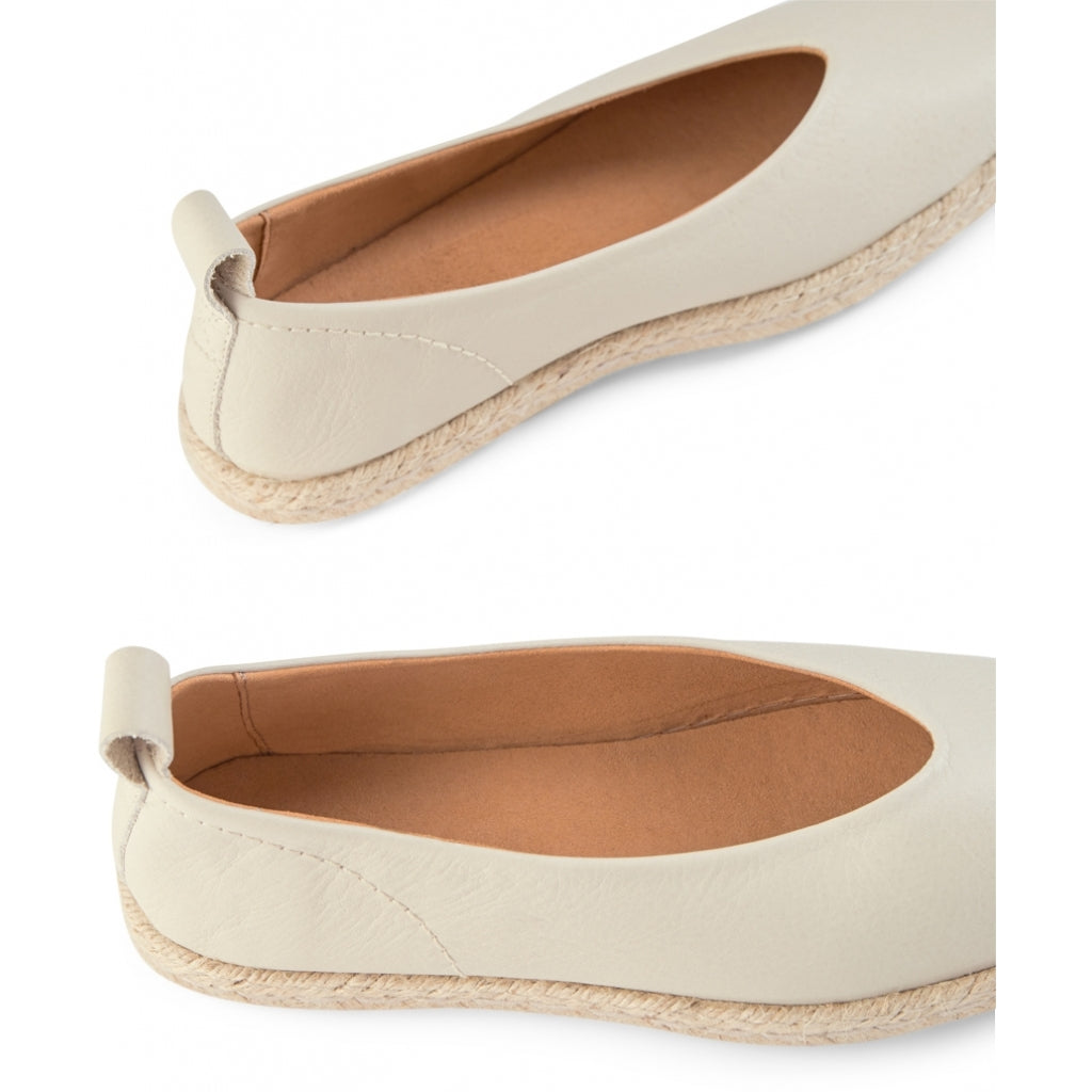 SHOE THE BEAR WOMENS Palm Leather Ballerina Espadrilles 127 OFF WHITE