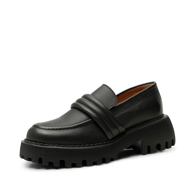 SHOE THE BEAR WOMENS Posey loafer leather Loafers 110 BLACK